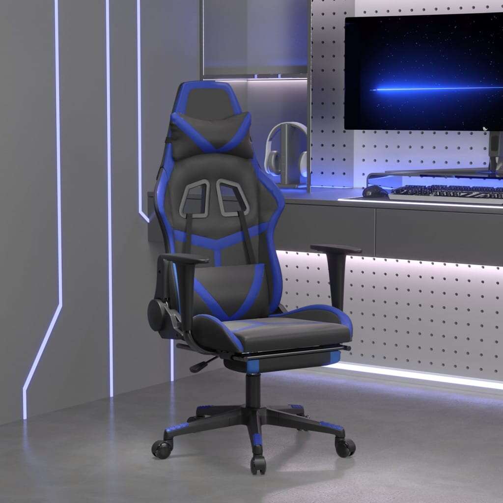 Vidaxl masszázs funkciós gamer szék - fekete-kék