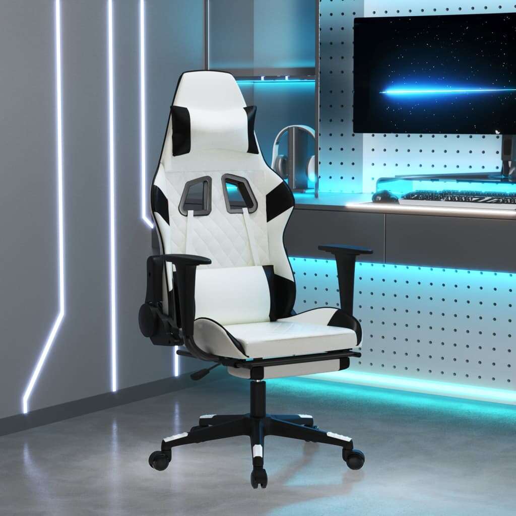 Vidaxl masszázs funkciós gamer szék - fehér-kék