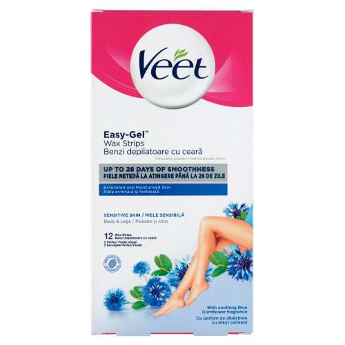 Veet Easy-Gel Cold Resin Strips pentru piele sensibilă 12 bucăți