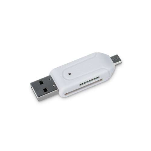 Forever USB OTG Card Reader, USB, MicroUSB, SD, MicroSD, White