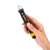 Hand holding Deli Tools EDL8011 non-contact voltage tester, 12/48-1000V AC, black and yellow