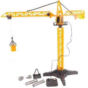 Sárga toronydaru távirányítóval, építős játék, építőipari játék - Munkagép gyerekeknek