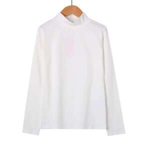 Дълъг ръкав с висока яка Glo Story за момичета, бял, 14 години (164 cm) - Бебе & Малко дете