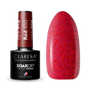 Claresa Red 430 Soak Off UV/LED Gel Polish, Tiefes Rot mit Glitter - Gel-Lack