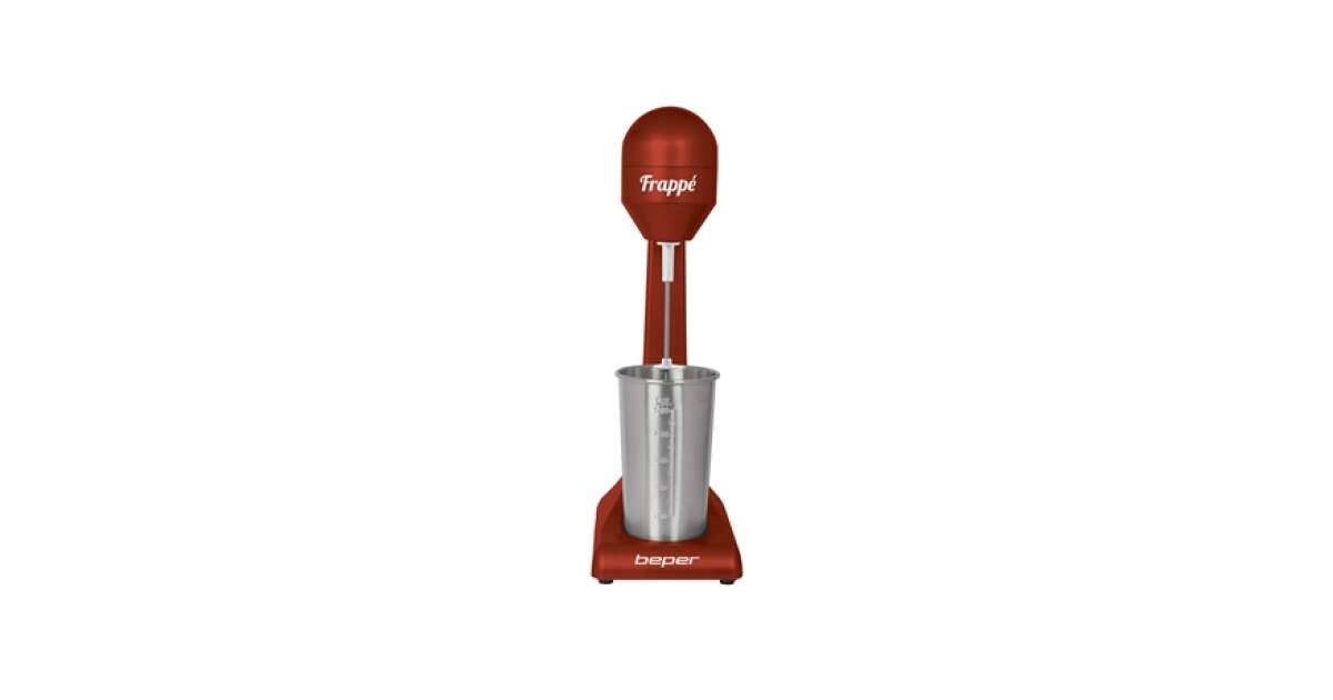 BEPER BP.690 Mixeur électrique pour milkshakes, frappés, milkshakes et cocktails, 2 vitesses, bol en aluminium 0,5 l, 100 W,Rouge