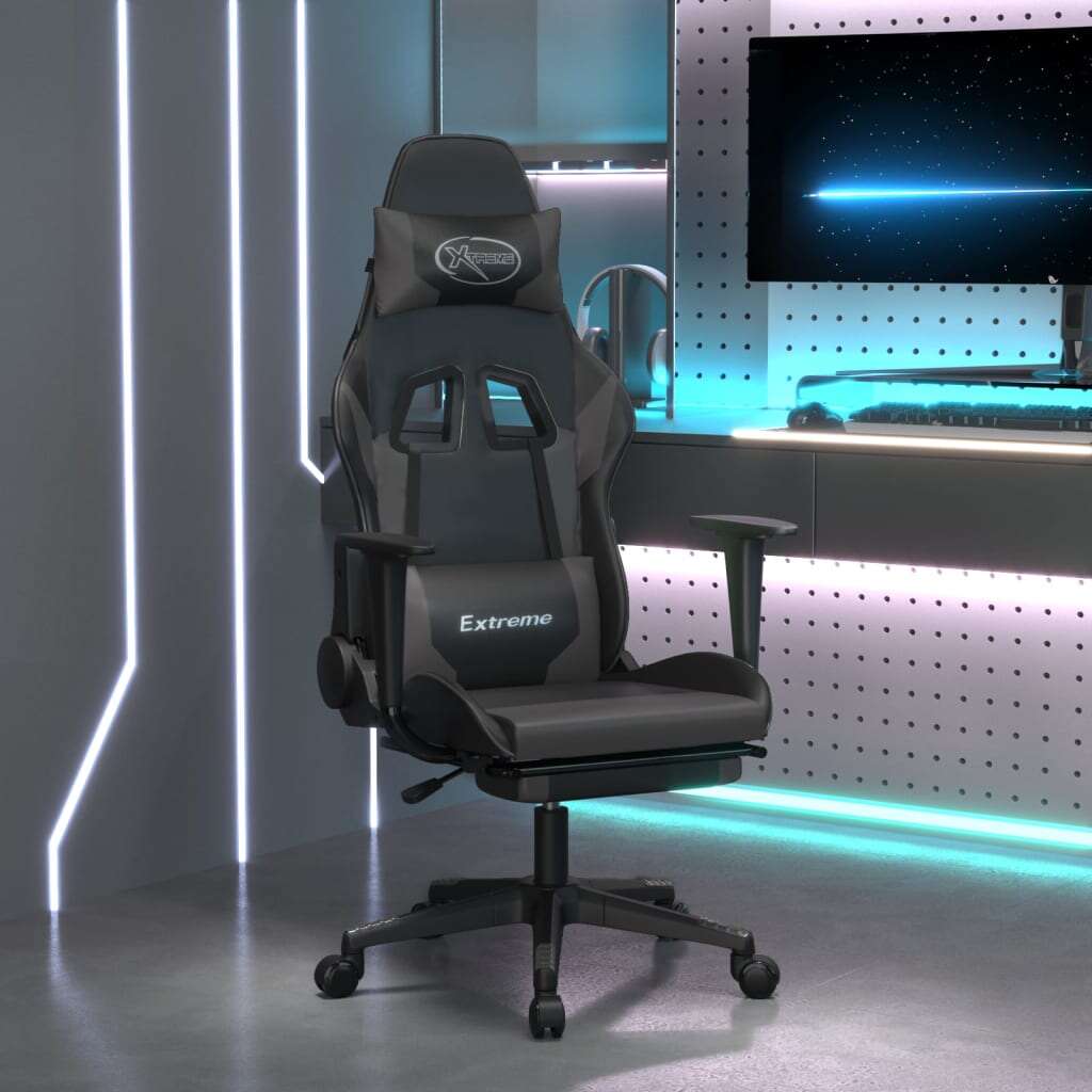 Vidaxl masszázsfunkciós gamer szék - fekete-szürke