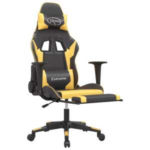 vidaXL black and yellow gaming chair with footrest - Furniture
