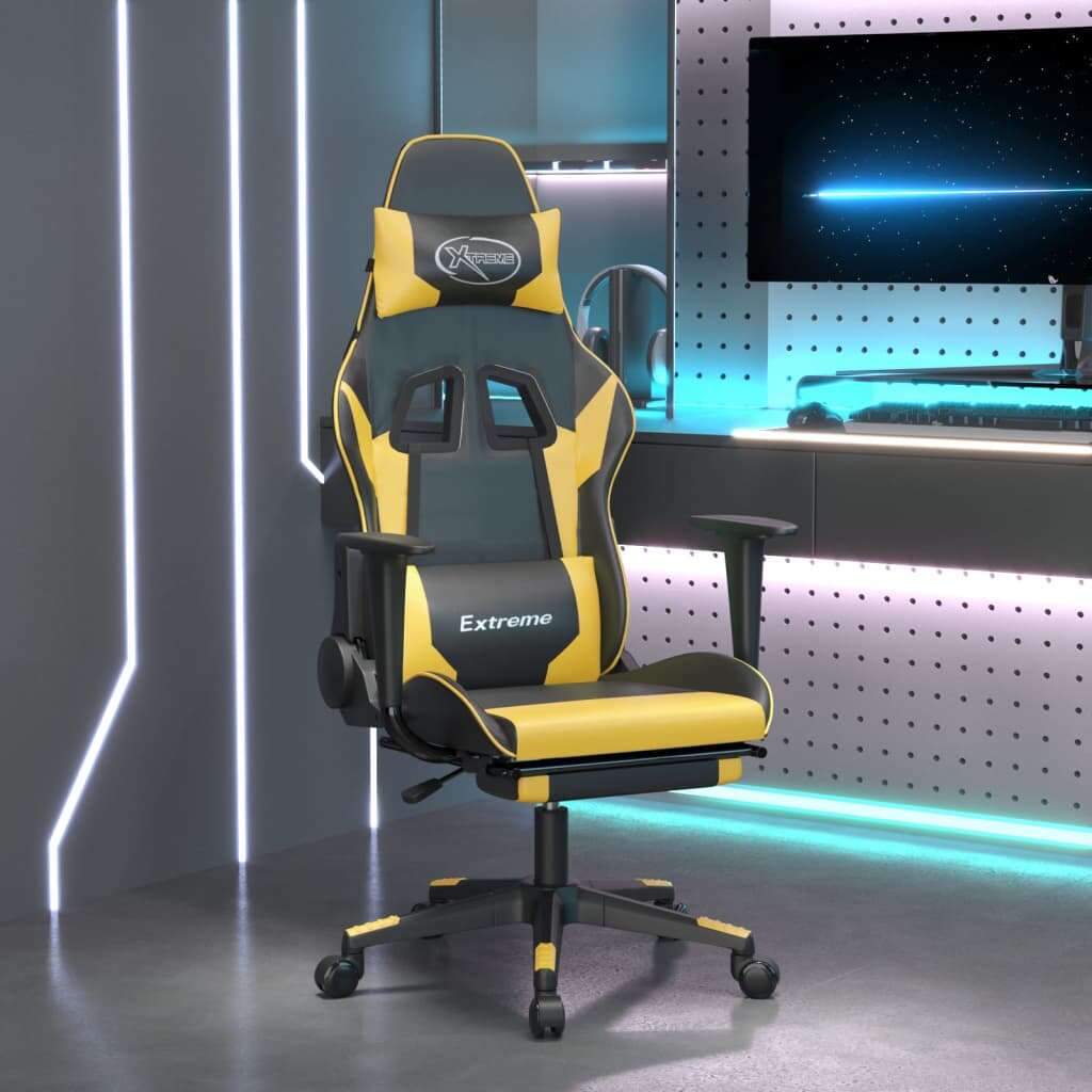 Vidaxl masszázs funkciós gamer szék - fekete-aarany