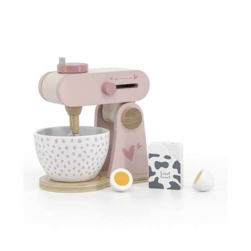 Label Label rózsaszín fa játék robotgép tál, tej doboz és tojások