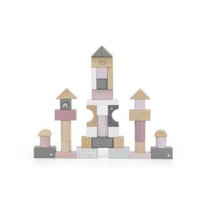 Label Label 50 darabos rózsaszín fa építőkocka készlet, várrá építve - Label Label