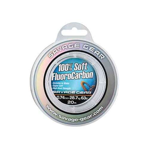 Savage Gear 100% Soft Fluorocarbon Риболовен Сук, 0.74mm, 20m, Прозрачен