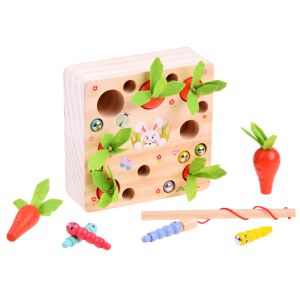 Fa mágneses játék, horgászat, répa és nyuszi - Developmental Toy for Preschooler