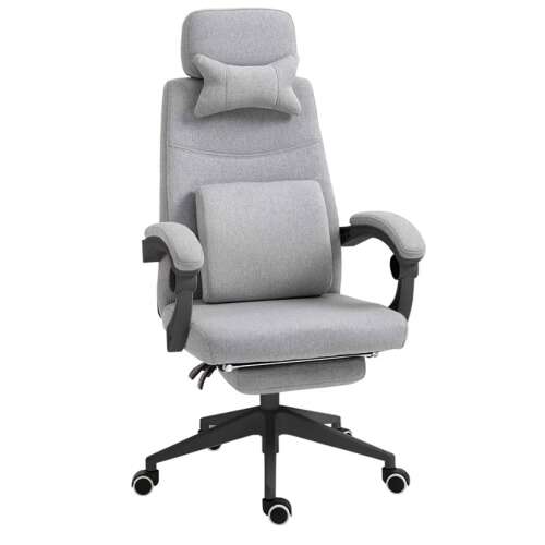 Timeless Tools office chair with headrest and footrest, light grey