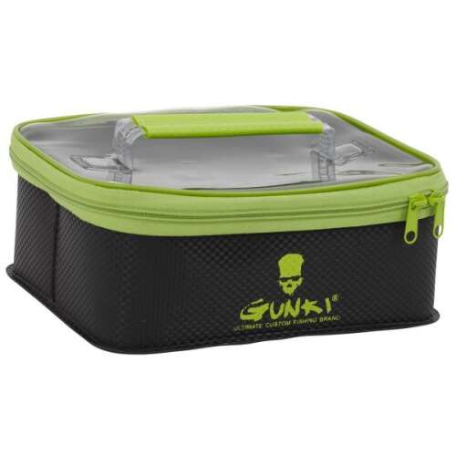 Gunki biztonságos táska, 24x14x9 cm, vízálló horgászfelszerelés táska cipzárral, fogantyúval és átlátszó fedéllel