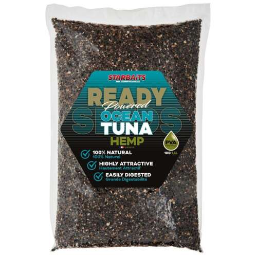 Starbaits Ready Seeds Ocean Tuna Hemp 1kg, előre főzött kendermagvak horgászáshoz, 100% természetes, rendkívül vonzó, könnyen emészthető