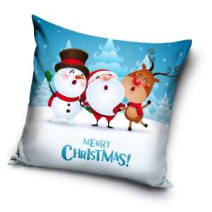 Merry Christmas pillowcase with Santa, snowman and reindeer design - Cushion cover