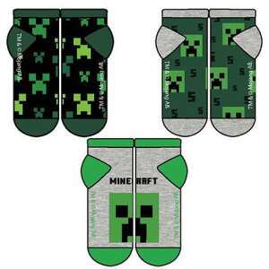 Minecraft gyerek zokni 3 pár, Creeper és Minecraft logóval - Minecraft