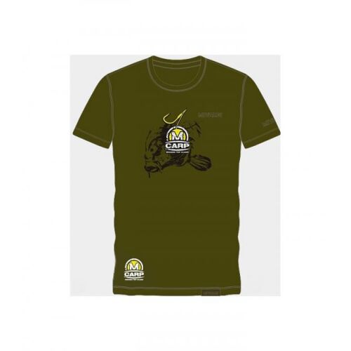 Mivardi MCW M-Carp horgász póló, zöld színben, ponty és horog mintával