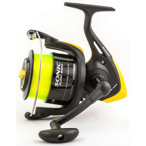 Trabucco Sonic Surf 8000 horgászorsó, fekete és sárga színben, zsinórral - Surf