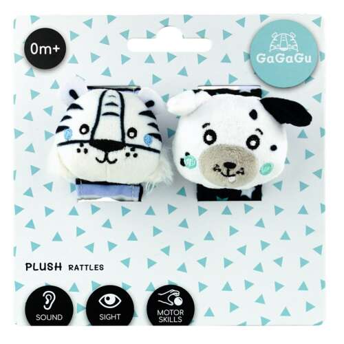 GaGaGu Plush Rattle Set - Tiger and Puppy, black and blue, 0+ months