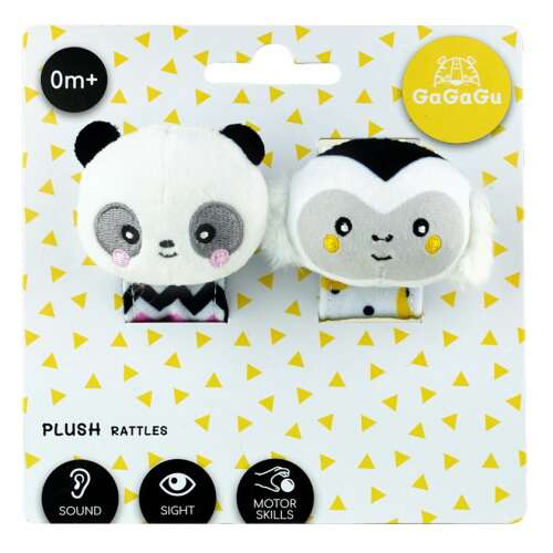 GaGaGu Double Rattle Set - Monkey and Panda #black-and-white