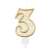 Arany csillámos számgyertya 3-as