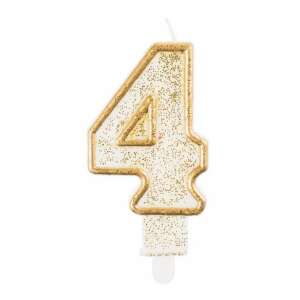 Gold glitter number 4 birthday candle - Amscan Birthday Candle & Cake Topper