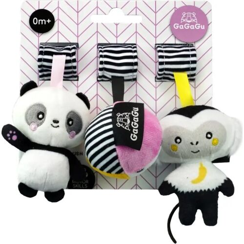 GaGaGu Panda and Monkey Stroller Toy, Black and White Baby Crib Toy