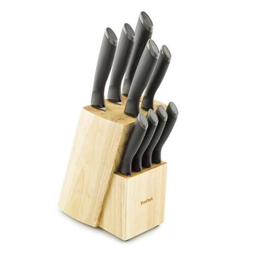 Tefal K221SB04 Set de cuțite Comfort din 9 piese cu suport din lemn
