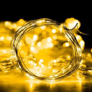 200 LED-es meleg fehér fényfüzér, 2 méteres fényfüzér, rézdrót fényfüzér, dekorációs fények, meleg fehér fényfüzér, karácsonyi fények, esküvői fények, parti fények - Nonbrand Fényfüzér