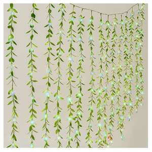 Hangulatos 2x2m-es karácsonyi fényfüzér levelekkel és kék fénnyel – 220 V (BBV) - Kék LED karácsonyi fényfüzér levelekkel, 2x2m - Nonbrand Fényfüzér