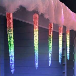 Színes LED jégcsap fényfüzér, 8 darabos, kültéri karácsonyi dísz - Nonbrand Fényfüzér