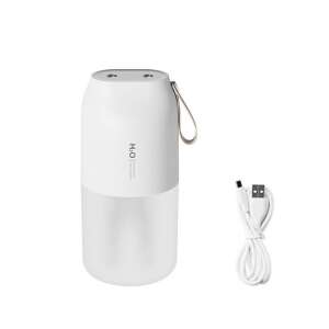 Hordozható USB-s újratölthető párásító, 300 ml kapacitás, fehér - Levegőkezelés