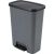Angled view of CURVER Compatta 50L dark grey pedal bin