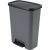 Angled view of CURVER Compatta 50L dark grey pedal bin