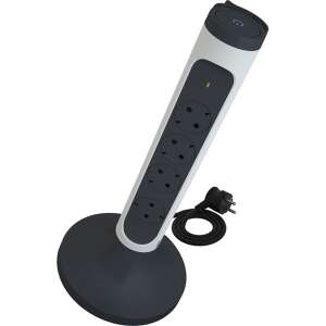 LEGRAND Elosztóoszlop 4-es aljzatú túlfeszültség védelemmel, USB csatlakozókkal, fehér-fekete - Legrand