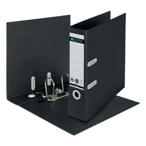LEITZ 80 mm-es A4-es fekete újrahasznosított karton gyűrűs mapp