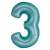 Light blue number 3 foil balloon, 30 inches
