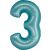 Close-up of Turquoise Number 3 Foil Balloon