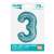 SMART brand, light blue number 3 foil balloon, 30 inches