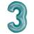 Light blue number 3 foil balloon, 30 inches