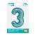 SMART brand, light blue number 3 foil balloon, 30 inches