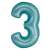 Light blue number 3 foil balloon, 30 inches