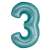 Light blue number 3 foil balloon, 30 inches
