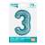 SMART brand, light blue number 3 foil balloon, 30 inches