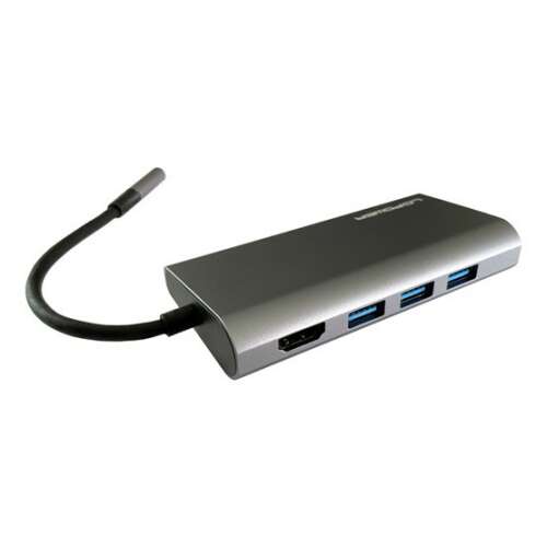 LC Power LC-HUB-C-MULTI-5 USB-C Hub mit 3 USB-A-Ports, HDMI, SD- und Micro-SD-Kartenleser, RJ45 und 100W Power Delivery