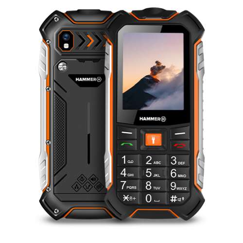 Myphone hammer boost 2.4" 64/256gb lte dual sim dual sim telefon mobil rezistent la căderi, praf și șocuri - negru/portocaliu
