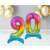 Rainbow number 9 and 0 foil balloons with stands, 74 cm