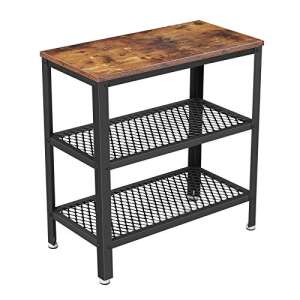 Măsuță depozitare cu două rafturi din plasă metalică, maro rustic 60x30x60cm 60643906 - VASAGLE Mese de cafea