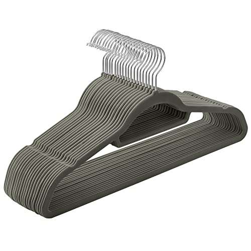 Umerașe catifea, antiderapant umerașe 20 buc, gri